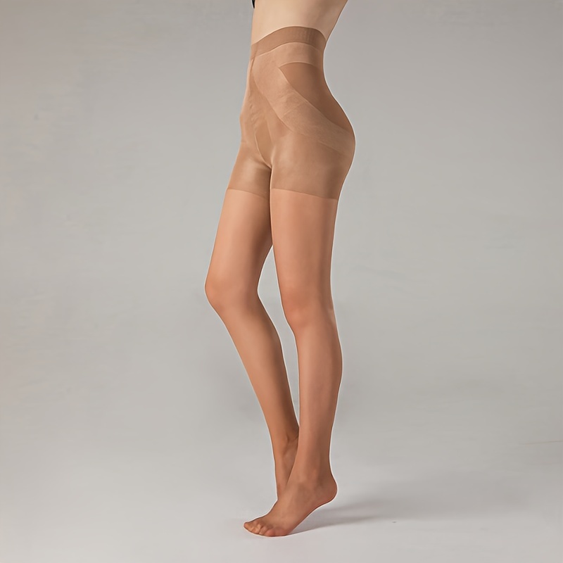 Apricot-colored slim-fit compression stockings for shaping and beautifying legs