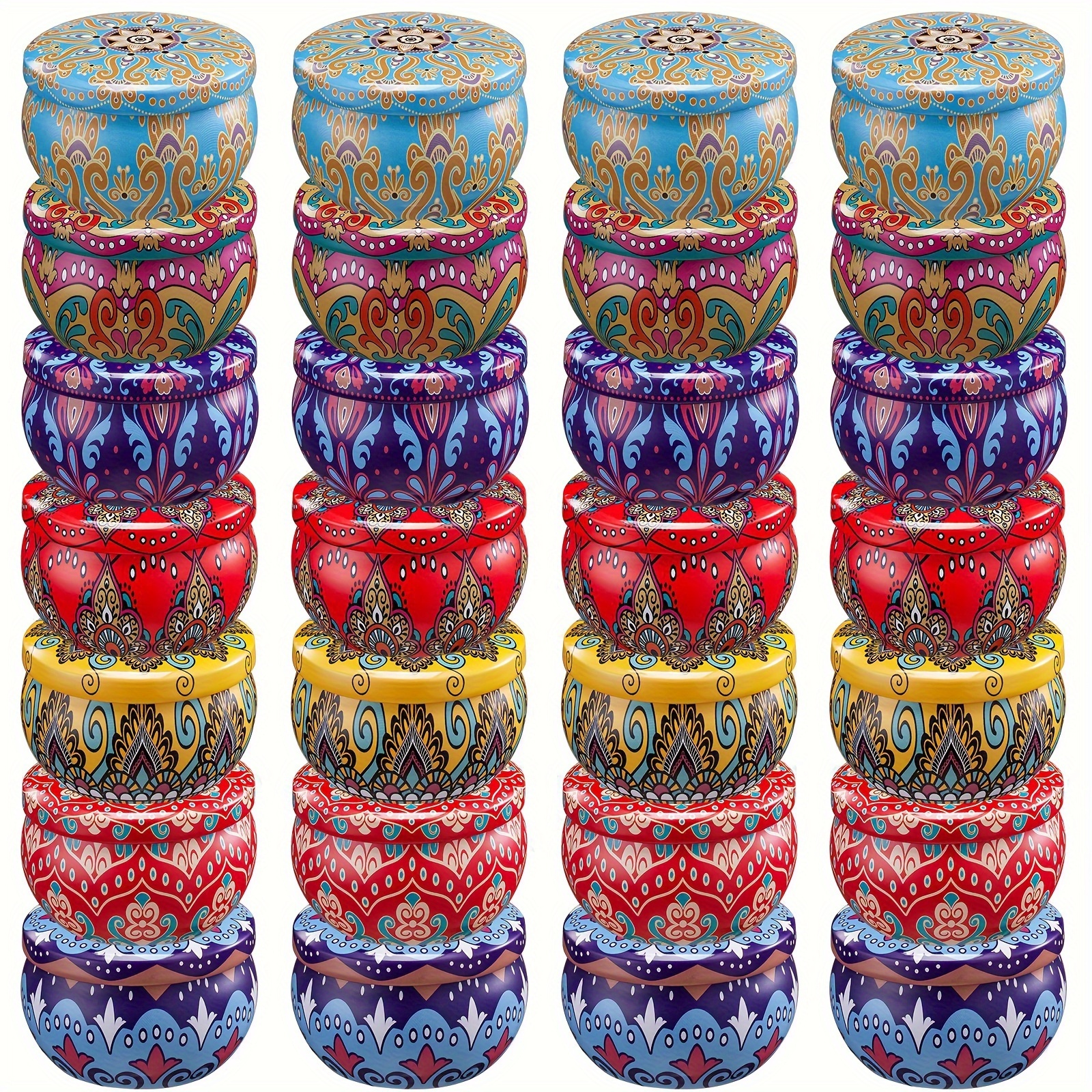 

6pcs Round Tin Candle Holders With Wick Stickers - Diy Candle Making, Flower Designs, Home Decor, Storage Containers