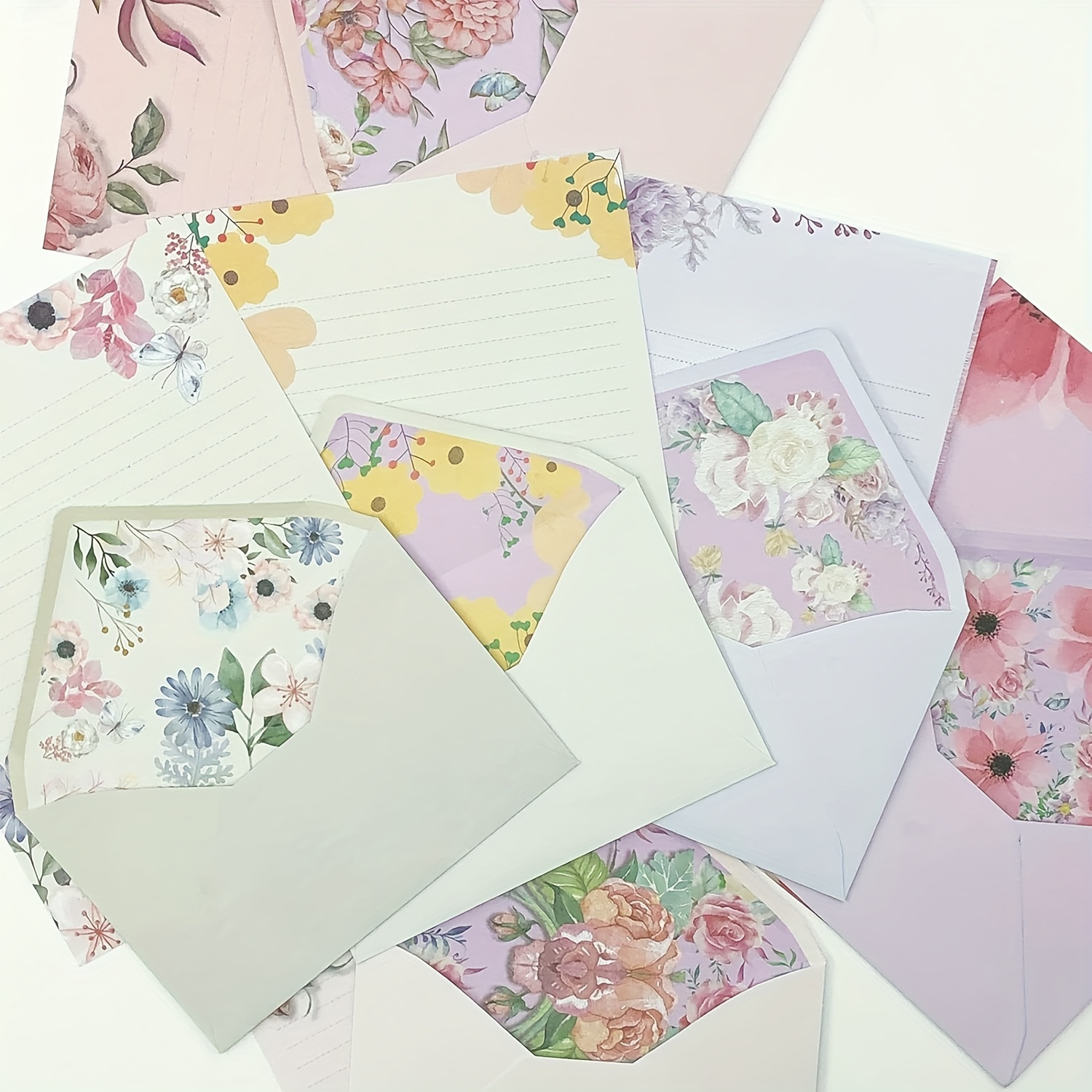 

Stationary Paper And Envelopes Set Contain 48sheets Writing Paper 5.9x7.7inch+24 Pcs A6 Cute Envelopes 4x6inch With Water-based Adhesive, Unique Flower Design-stationary Set For Writing Letters