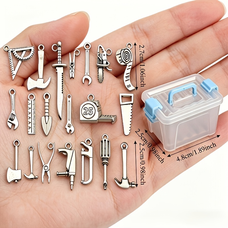 TEMU 11pcs/set, 1:12 Miniature Toolbox + 10 Random Tool Model Ornaments, Mini Alloy Tool Set, Including Hammer, Wrench, Ruler, Etc. Suitable For