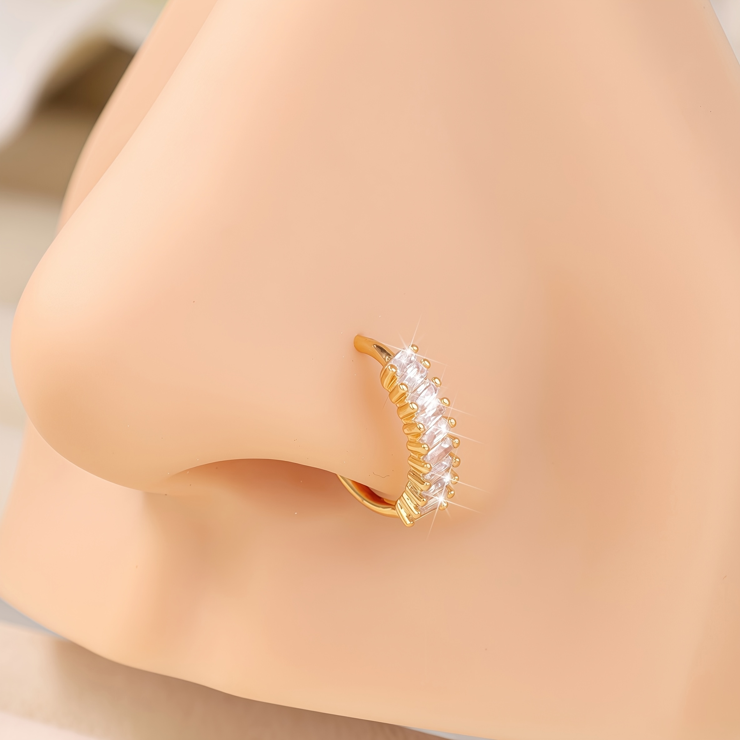Image of 1pc Nose Ring Hoop Cubic Zirconia Cartilage Earrings Nose Piercing Jewelry For Women Men