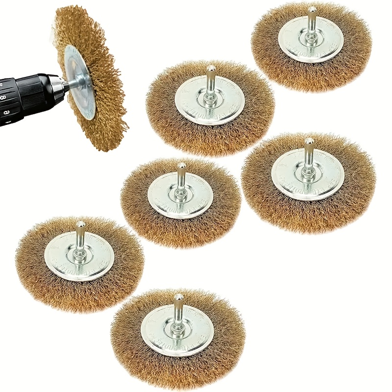 E-shop 6/9 Stück 75mm (2,95 Zoll) Drahtbürsten, Drahtbürsten für Bohrersatz - 1/4 Zoll (ca. 0,6 cm) Rundgriff, Spiralbürsten für Rostentfernung