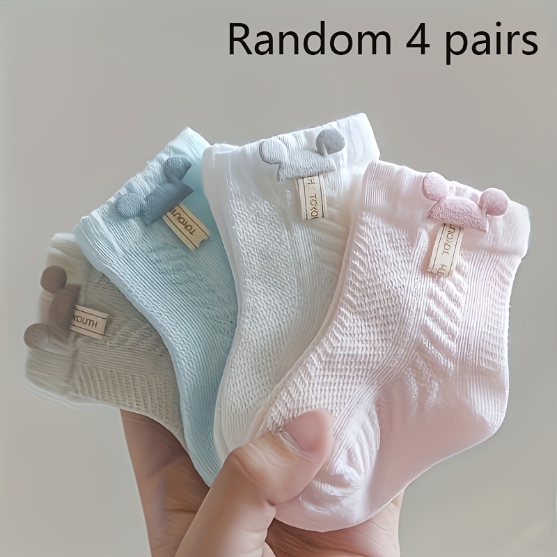4 Pairs Pairs Random New Summer Baby Socks Unisex Newborn Socks Cartoon Socks For Boys And Girls Children Socks