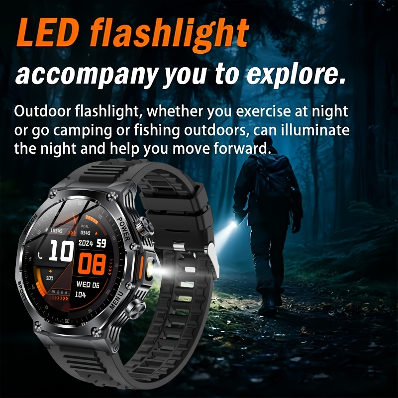 Smartwatch with LED Flashlight & 800mAh Battery