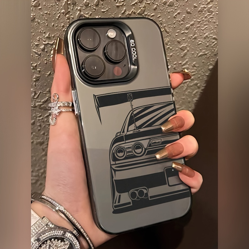 

Suitable For Mobile Phone Case Laser Black And White Cartoon Car