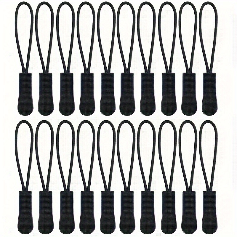 

20pcs Replacement Zipper Pulls Black Zipper Pull Cord Extender For Backpacks, Jackets, Luggage, Purses, Handbags