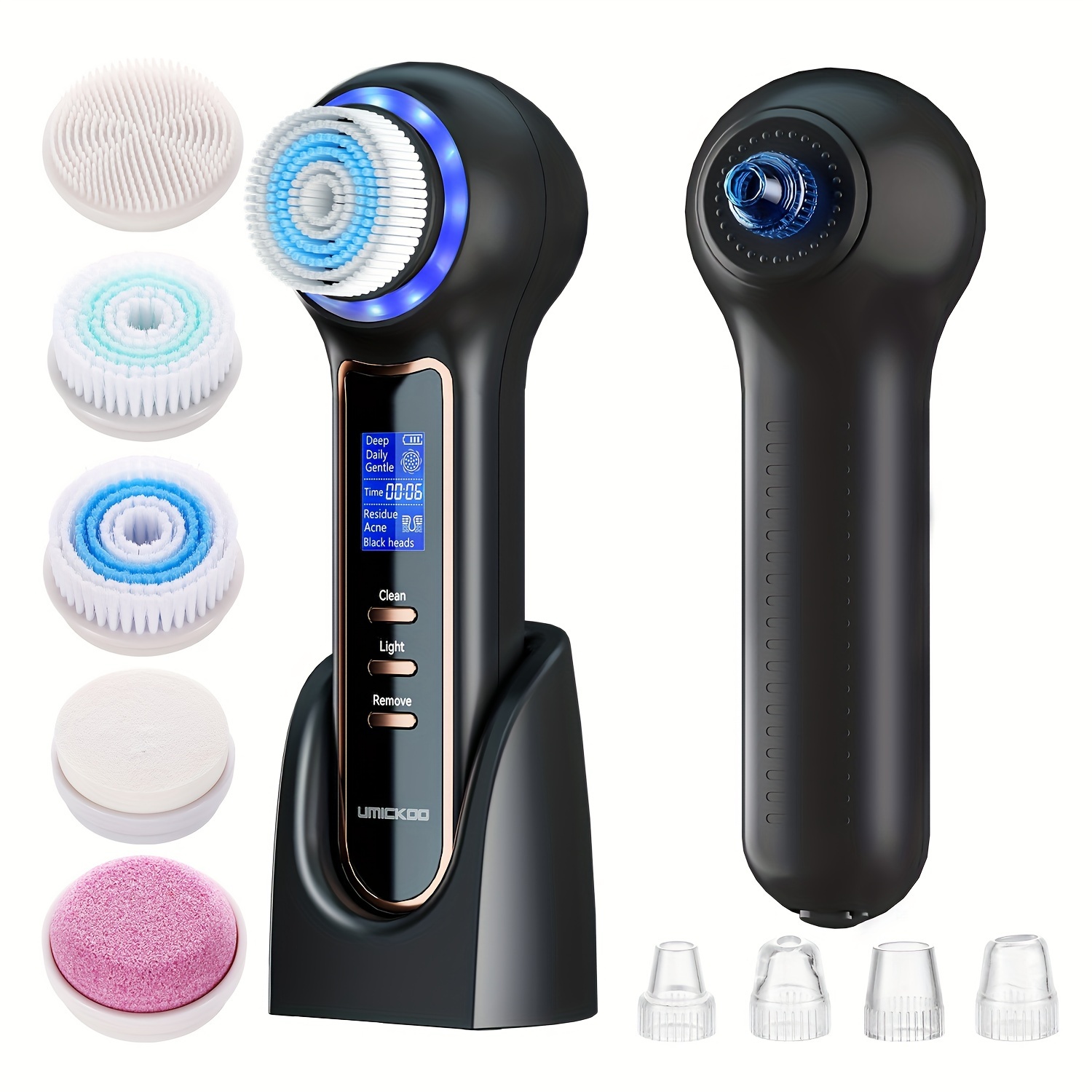 

Scrubber Exfoliator With Lcd Screen Rechargeable Facial Cleansing Brush Ipx7 Waterproof 3 In 1 Remover Vacuum For Exfoliating Deep Pore Cleansing
