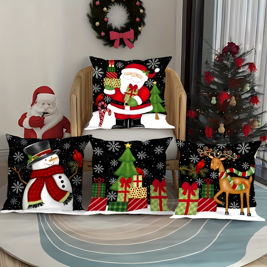 

4- Christmas , , Snowman & , , Zippered For Sofa Decor, , Polyester