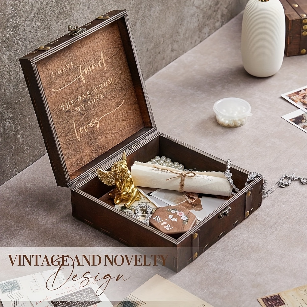 Vintage Wooden Jewelry Box with Custom Engraving