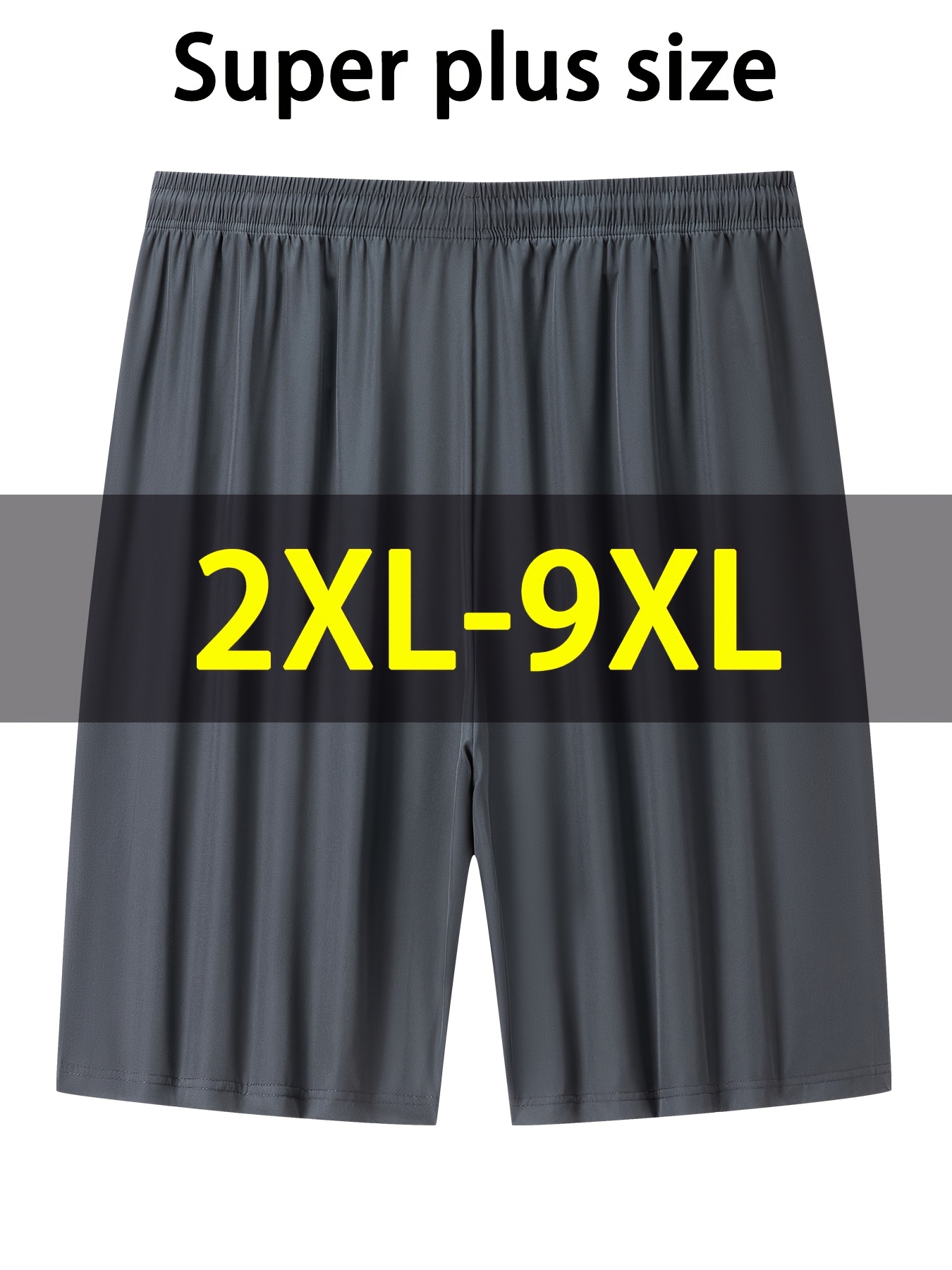 Men'S Plus Size Lightweight Summer Shorts - Stretchy, Breathable Fabric with Zipper Pockets, Casual Style, Solid Color, Sizes 2XL-9XL, PLUS SIZ