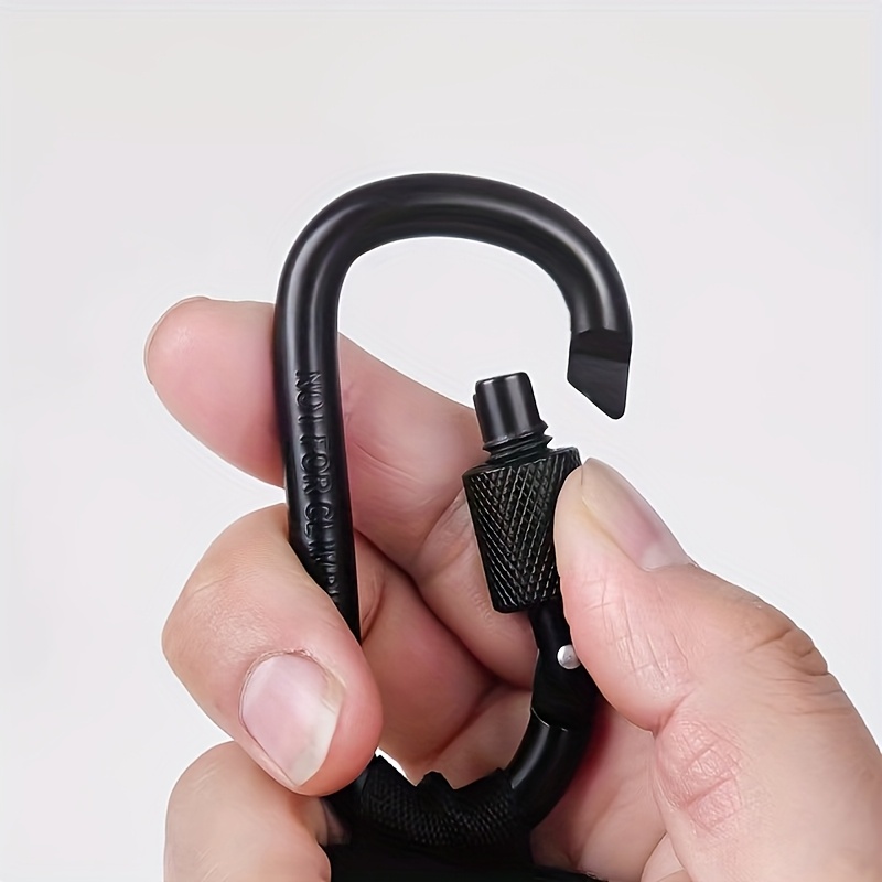 Temu – TEMU 2026 Black D-shaped Keychain/screw Lock – Anti-theft Lock Core/large Hook, Suitable For Camping, Hiking, Fishing Gear, Keys, Dog Leashes And