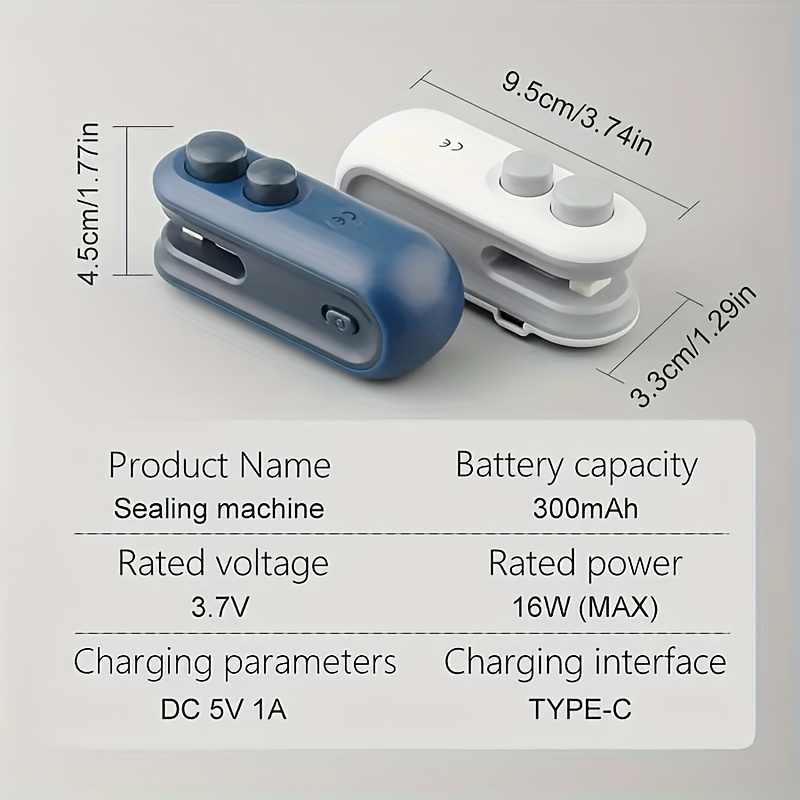 Selladora de Bolsas Portátil Recargable USB - Selladora de Bolsas de Plástico Manual para Snacks, - 16W de Potencia, Diseño Magnético, Ideal para Hogar, Viajes y Camping