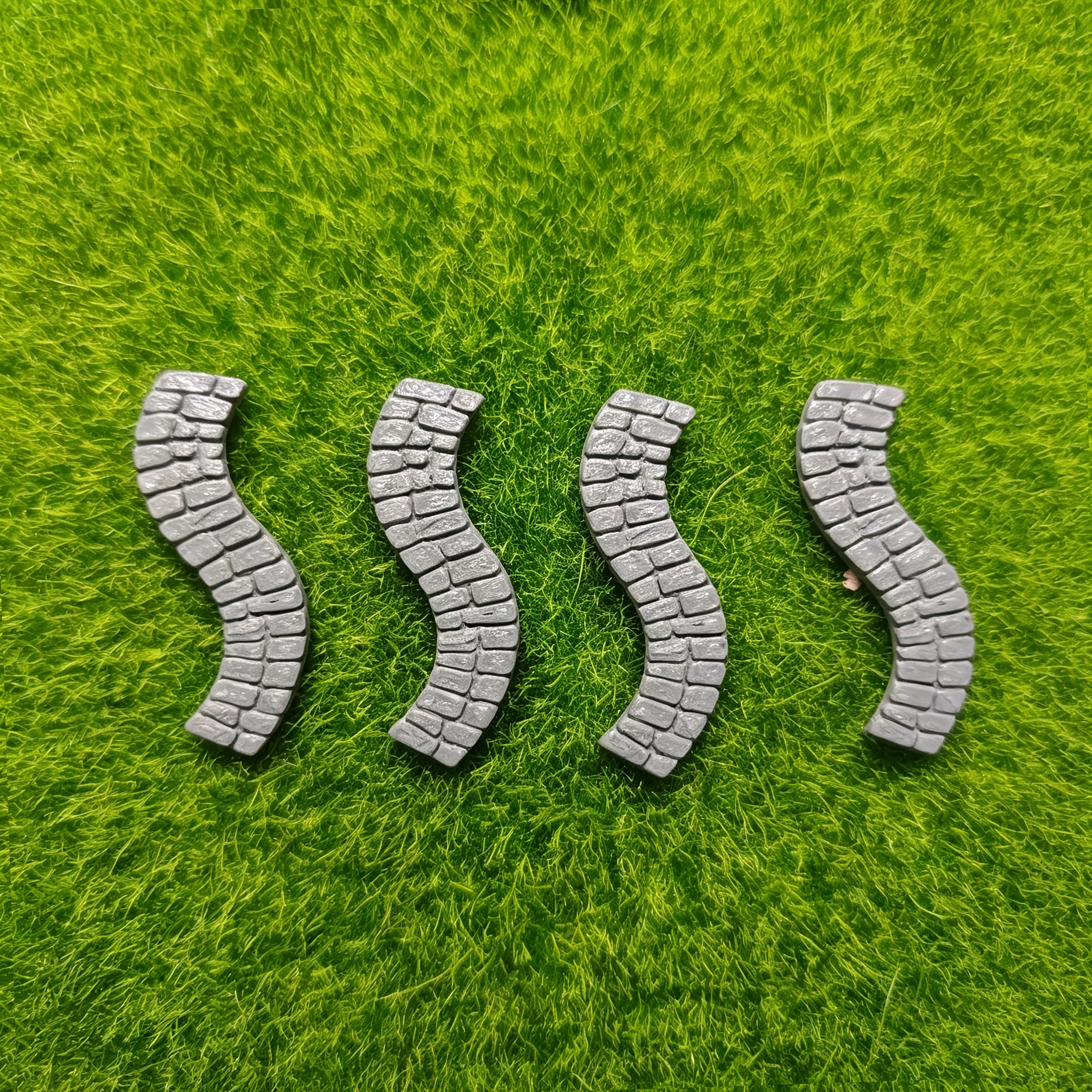 TEMU Set da 4 pezzi di in curva in miniatura, sterrata a incastro, Accessori per diorama e tavolo di sabbia, Materiale per a per casa delle bambole