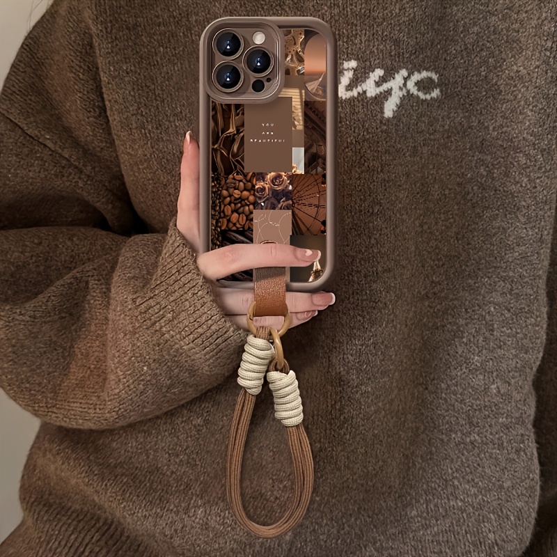 TEMU Phone Case - A Background Image That Fits The For Iphone 17 Pro Max/17air/16/15/14/13/12/11 Phone Cases, Featuring A Brown Faux Leather Textured