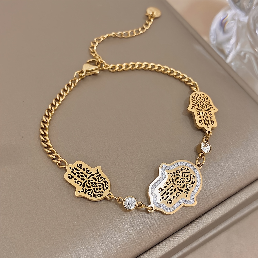 Golden Multiple Palms Charm Bangle Bracelet