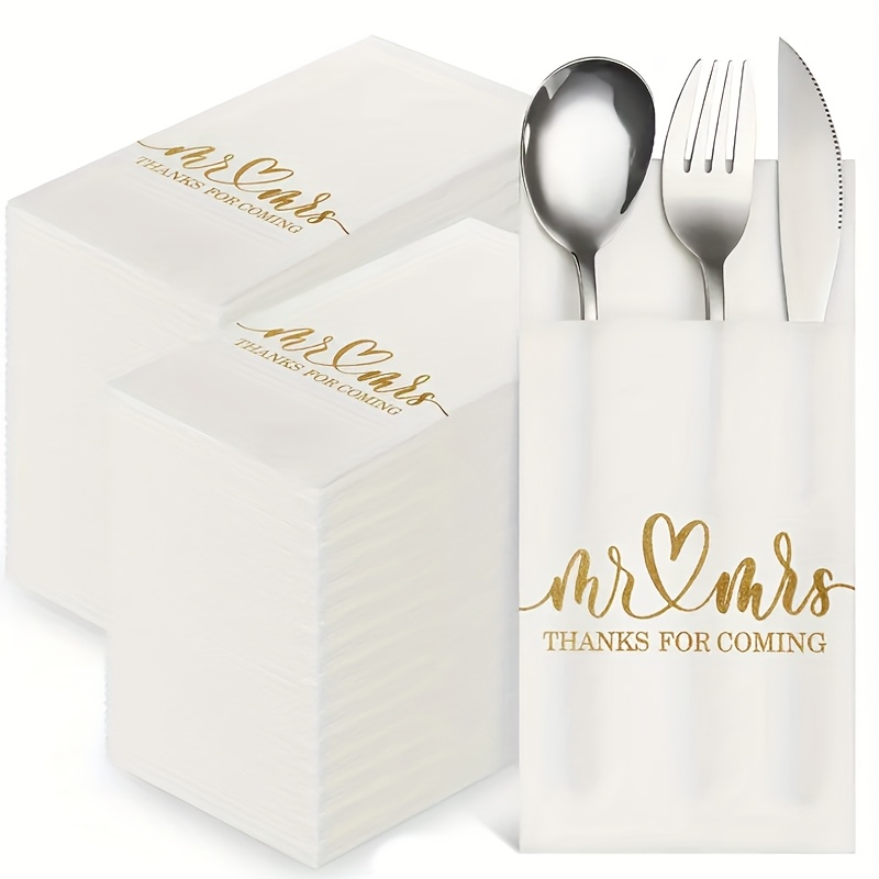 E-shop 40 Stück Goldene Silberne Rosen Goldfolie Einweg Papier Servietten, 1-lagige Leinen-Optik Dinner Servietten für Party, Verlobung, Brautparty und