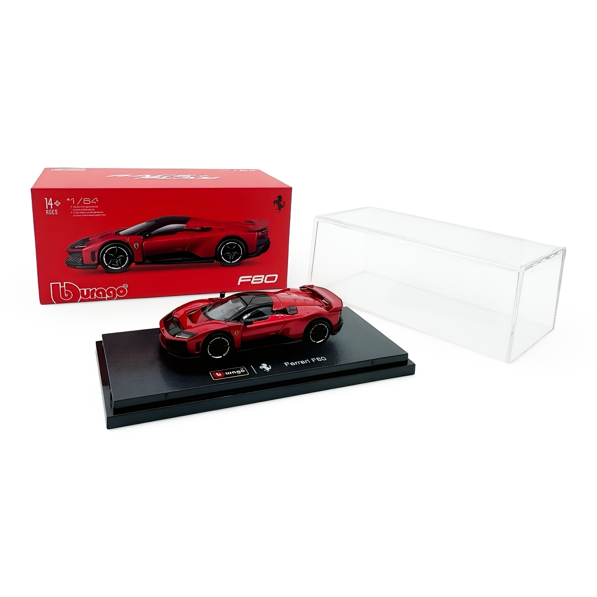 TEMU Bburago Ferrari F80 Modellino Auto in (Una Macchina con Base Fissa e Scatola Espositiva in Acrilico)