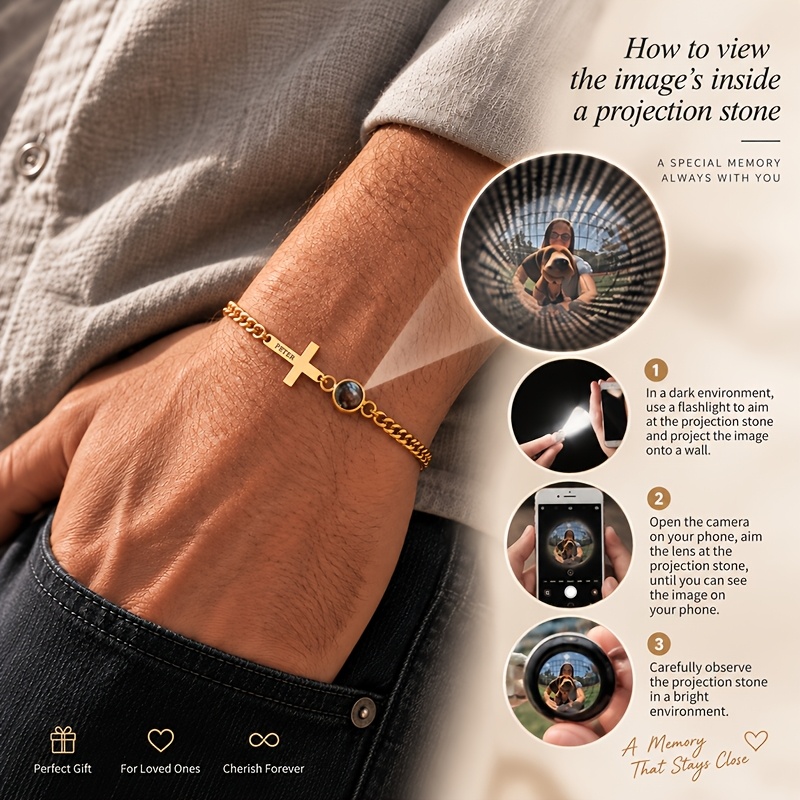 Custom Photo Stainless Steel Cuban Chain Bracelet