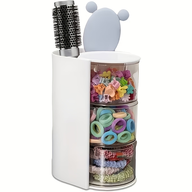3-layer Cosmetic Storage Box, 180 ° Rotating Powder Puff Storage Box, Desktop Makeup Brush Holder, Stand, Makeup Tool Organizer, Christmas/valentine's Day/birthday Gift| Hair Accessory Storage Box