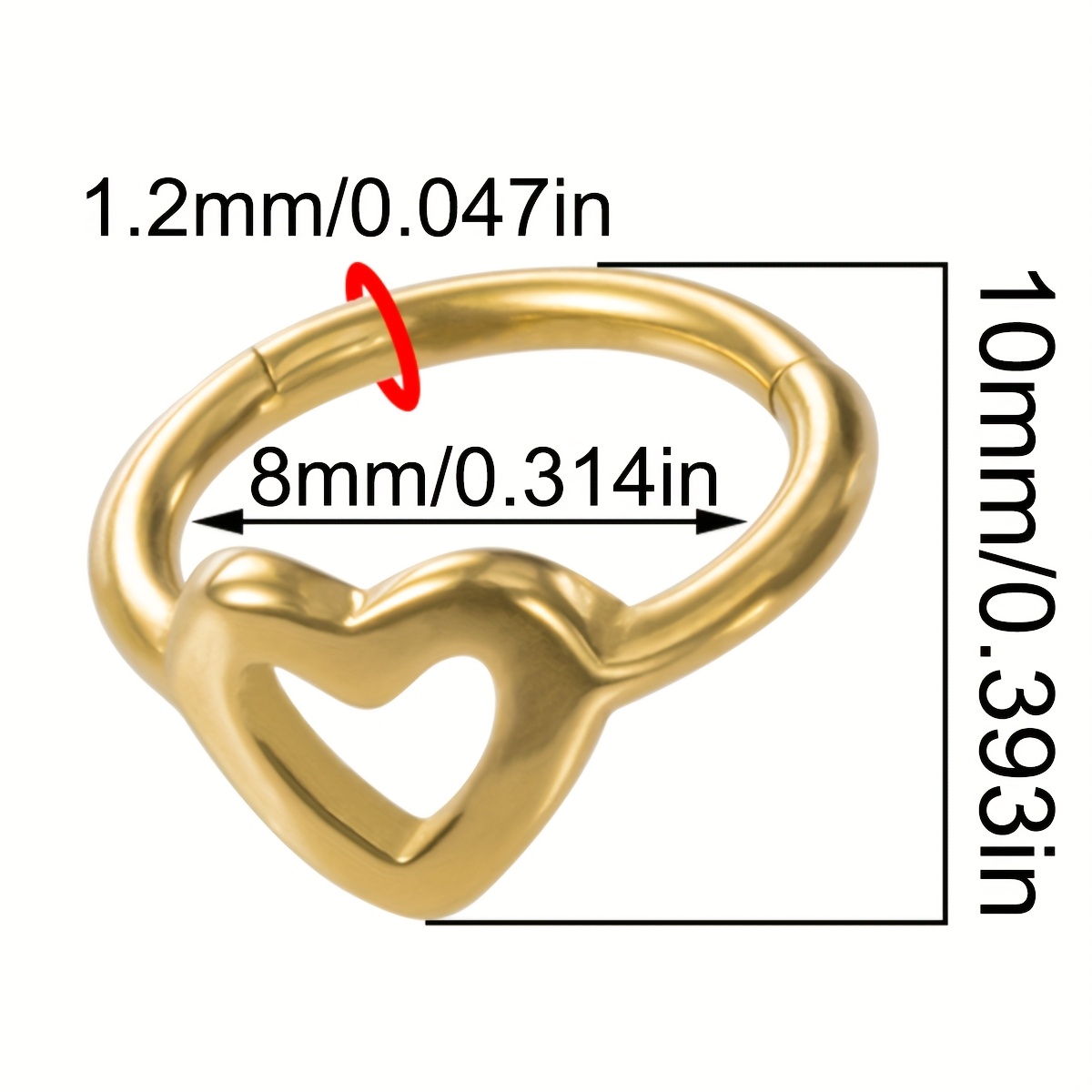 Women's Single Helix Hoop Earrings, Heart-Shaped Design