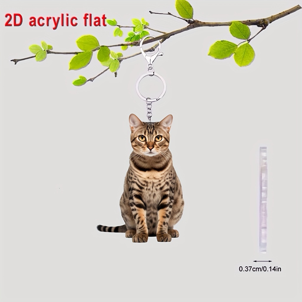 

1pc Acrylic Clever Speckled Kitten Keychain For Men, Car Key Chain For Backpack Decoration