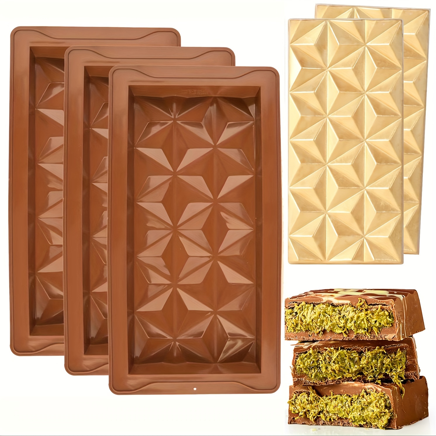 

1pc Silicone Chocolate Mold, Deep Candy Bar Pyramid Shape, Large Wax Melting Silicone Baking Tool, Kitchen And Pastry Making Accessory