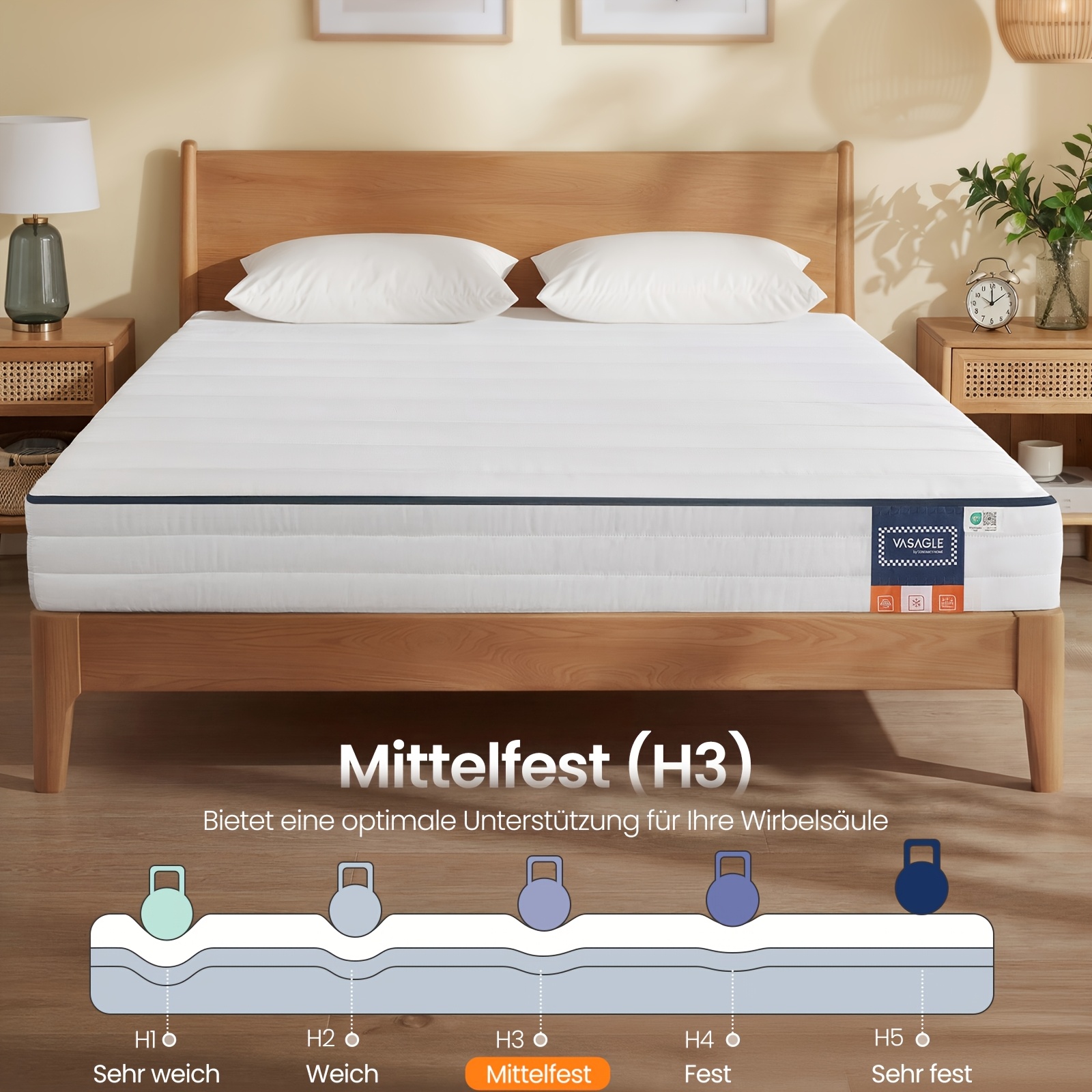 H3 Gel Memory Foam Topper 7-zones, 160/140/90 X 200 Cm Medium-firm, 16cm High Gel Mattress Topper, Removable Cover, Breathable, Foldable Storage Space, For Comfortable Sleep, For Home Furniture