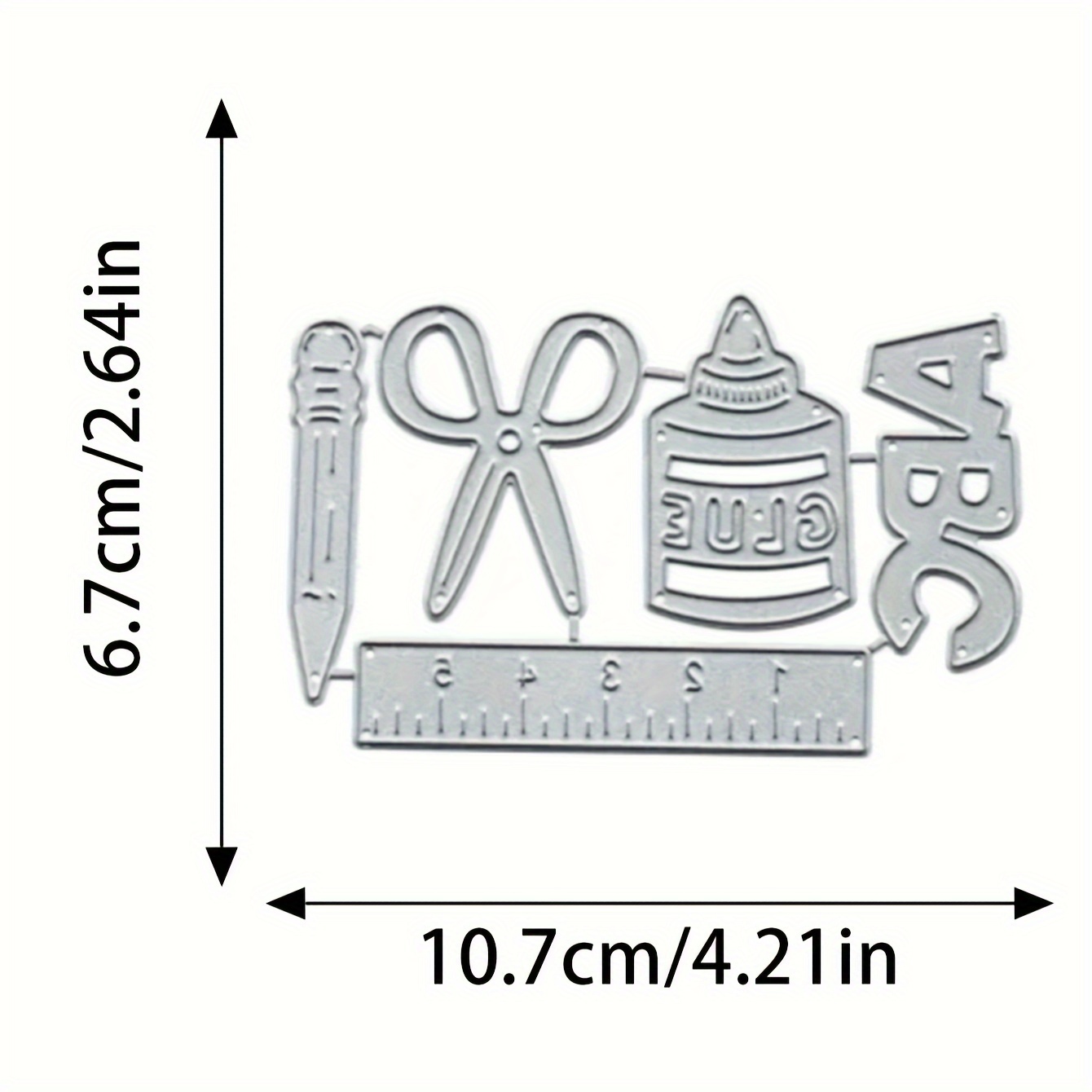 Image of 1pc Scissors Ruler Irregular Greeting Card Background Metal Cutting Die Birthday Cake Greeting Card Decoration Paper
