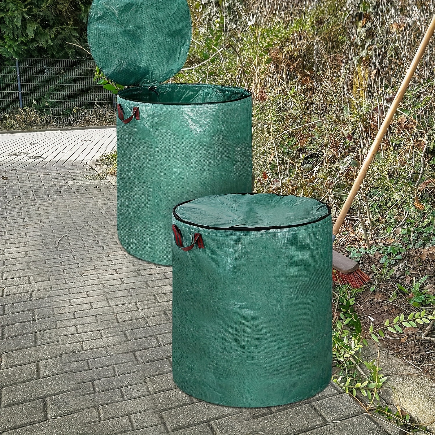 Bolsas De Basura De Jardín 250L - Pack De 2, Tela De Polipropileno, Reutilizables, Con Asas, Para Hojas Y Residuos