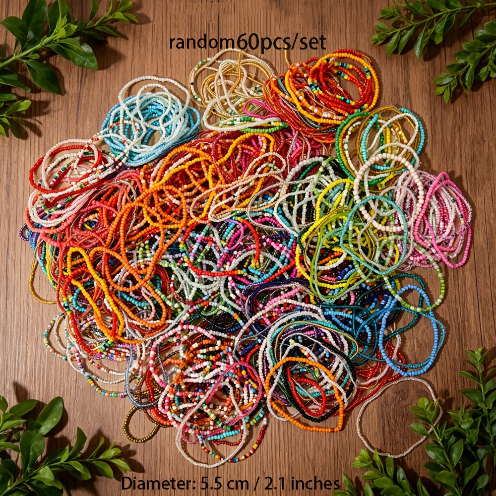 TEMU Willekeurige 60 stuks handgemaakte kleurige armbanden met kralen, verzonden met willekeurige kleuren en stijlen