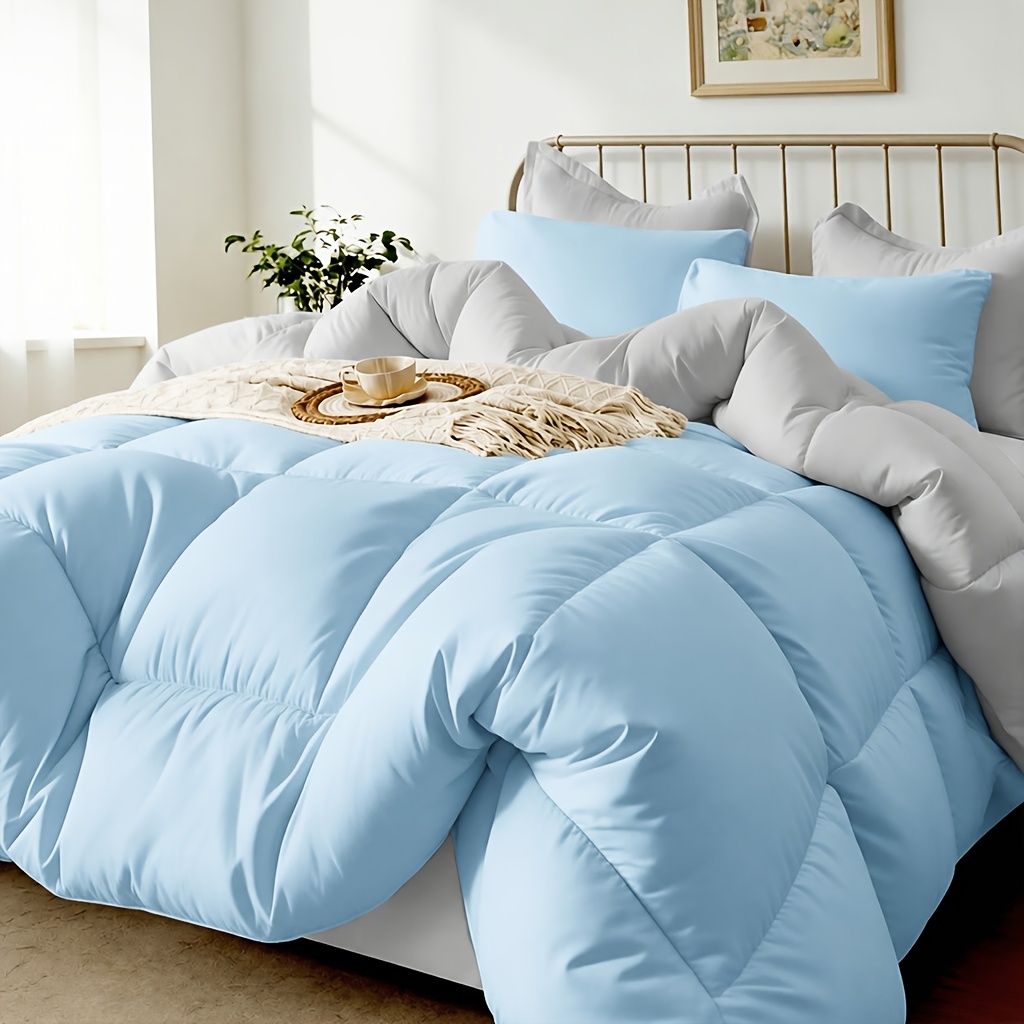 TEMU 2/3pcs Solid-color Diamond-quilted Comforter Set. Easy Clean, Fabric Soft Breathable. Includes 1 Comforter, 1/2 Pillow Shams. Fits All Bed Sizes