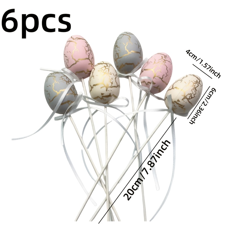 6pcs-easter Artificial Bouquet With Easter Eggs, Plastic Fake Flower Bouquet, Used For Home Decoration, Holiday Party Decoration
