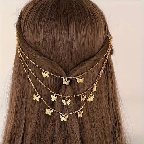 1pc chain punk retro popular metal small clip multi layer black bb clip suitable for daily wear a little gift for sisters and