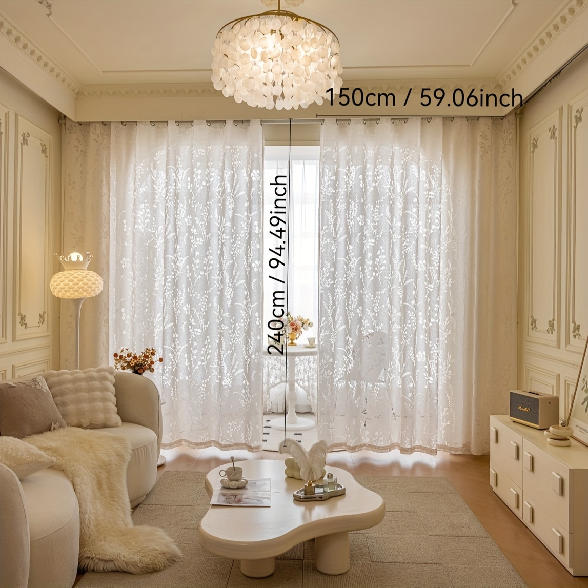 Image of (pastoral Style American French) Finished Curtain Finished Sand Curtain Is Suitable For Bedroom Living Room Dining Room Decoration.