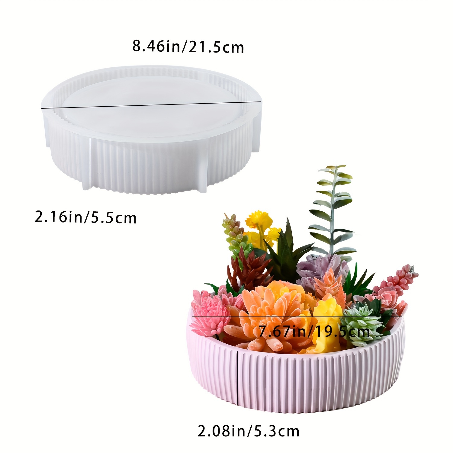 2d Flat - Large Round Striped Flat Bowl Resin Mold Round Fruit Tray Silicone Molds For Resin Concrete Cement Big Wax Container Storage Mold Jewelry Holder Succulent Pot Art Crafts Gift