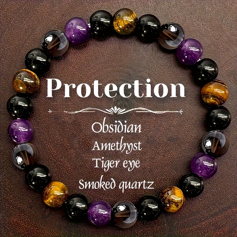Ladies' Tiger's Eye & Black Agate Beaded Bracelet