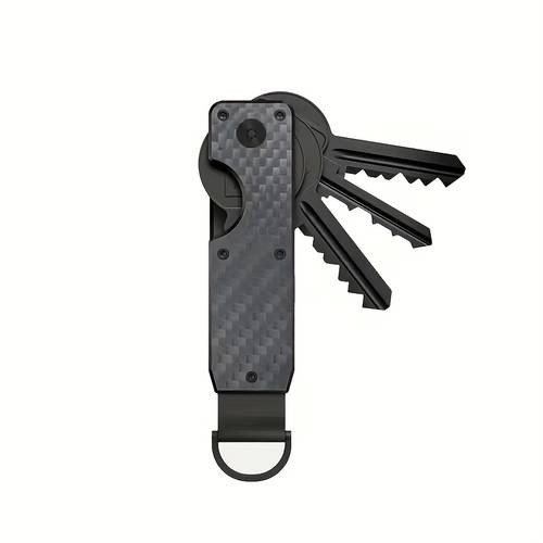 Artikelbild herren schlüsselhalter aus carbonfaser & aluminiumlegierung - robuster multifunktionsschlüssel mit clip, kompatibel für schlüssel, büro, fitnessstudio - stilvoll für den täglichen gebrauch