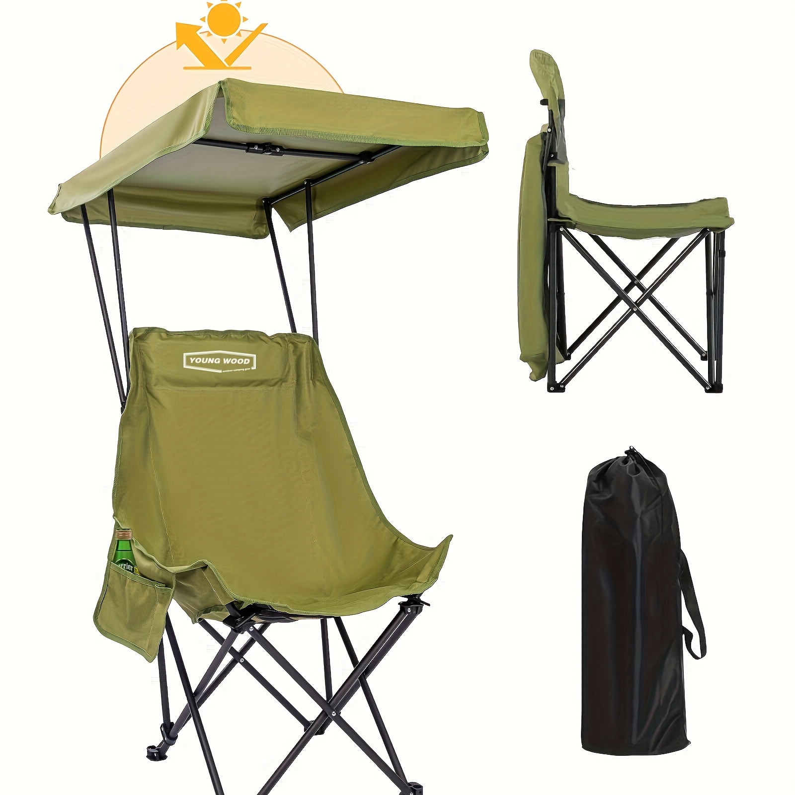 foldable high back chair with detachable sunshade canopy