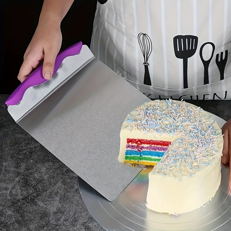 Image of A Stainless Steel Cake Shovel, Suitable For Cake Base Transfer Tools, Pizza Pancake Transfer Shovel Tools, Anti-scalding , Enlarged Square Cake Tray Moving Tool, Baking Tool, Kitchen Restaurant Tool