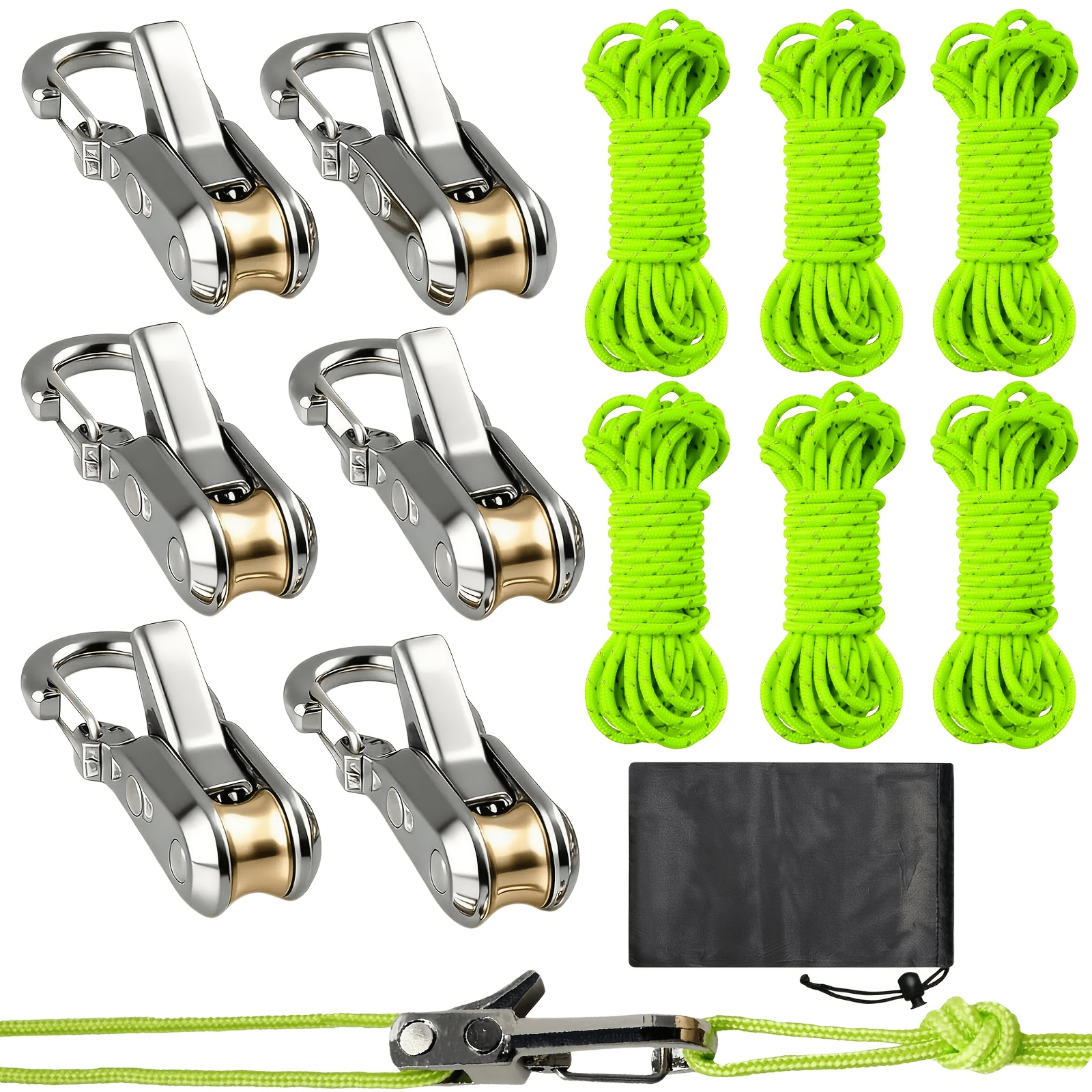 TEMU Ensemble de 13 pièces de corde avec tendeur à rouleau, pour un nouage facile et sécurisé, outil de tendeur de corde avec boucle de verrouillage