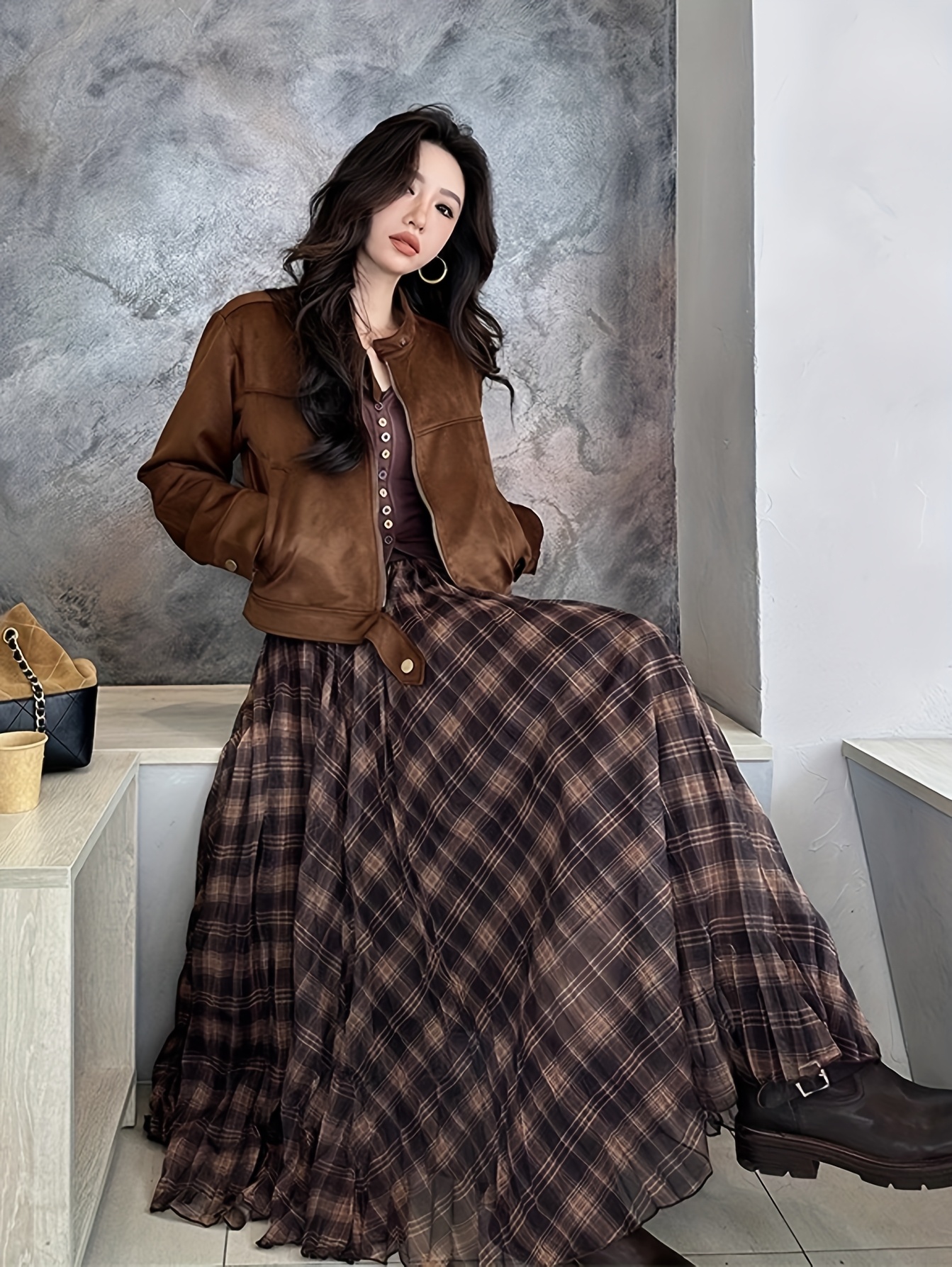 womens korean inspired elegant a line maxi skirt Temu Finland