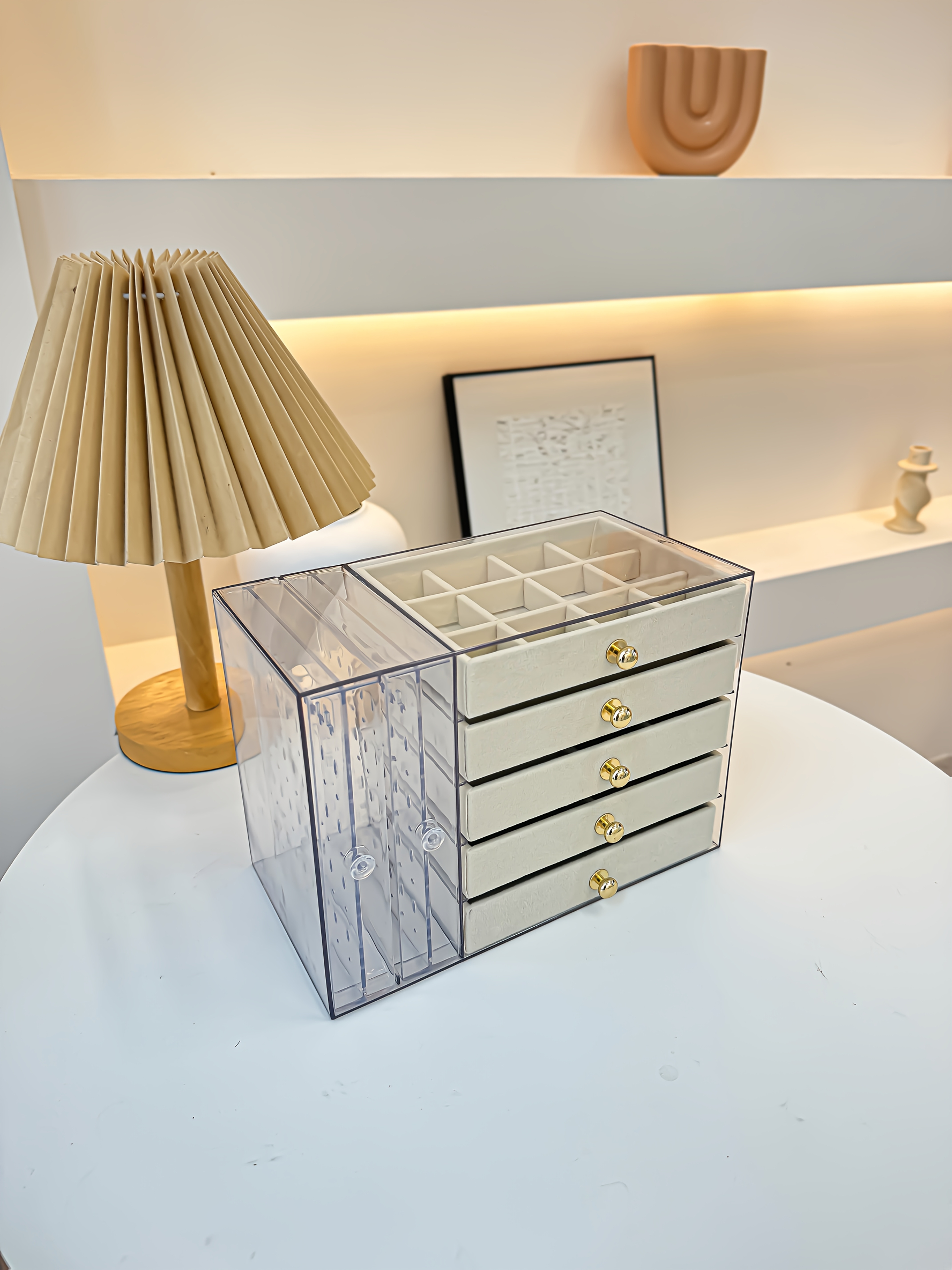 1pcjewelry boxes organizers high end jewelry box transparent large capacity jewelry storage box necklace display stand exquisite drawer style earring stud ring necklace and bracelet storage box multi functional jewelry box exquisite box Product details 9