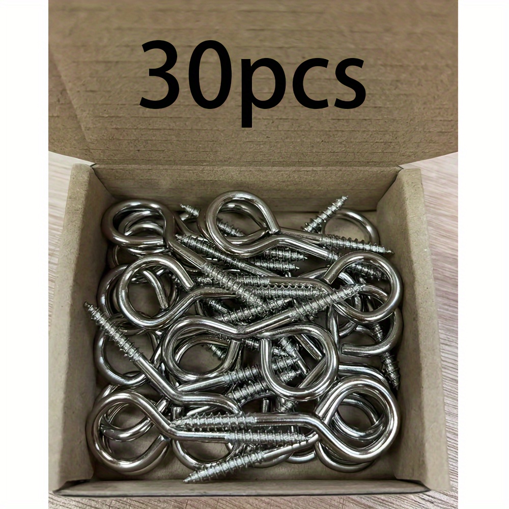 20 30 60 pack heavy duty screw in eye hooks 1 96 inch rustic iron wall mounted screw in eye bolts with self tapping screws for indoor outdoor use secure cable wire organization durable metal construction   screw in eye hooks indoor organization decorative eyelets sturdy construction