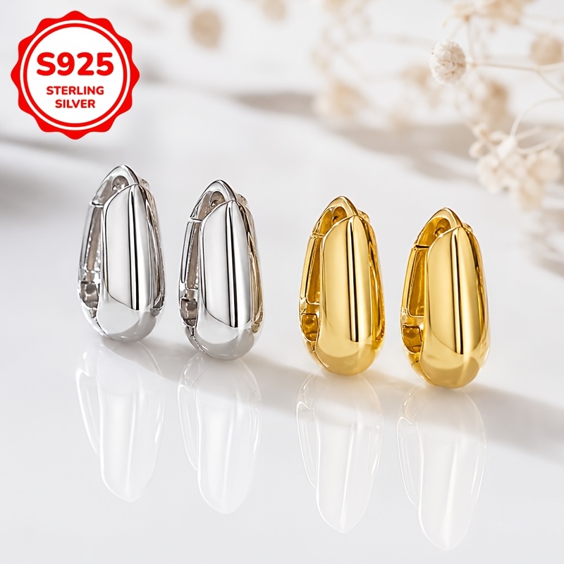 Women's Geometric Three-Dimensional Earrings, 925 Sterling Silver