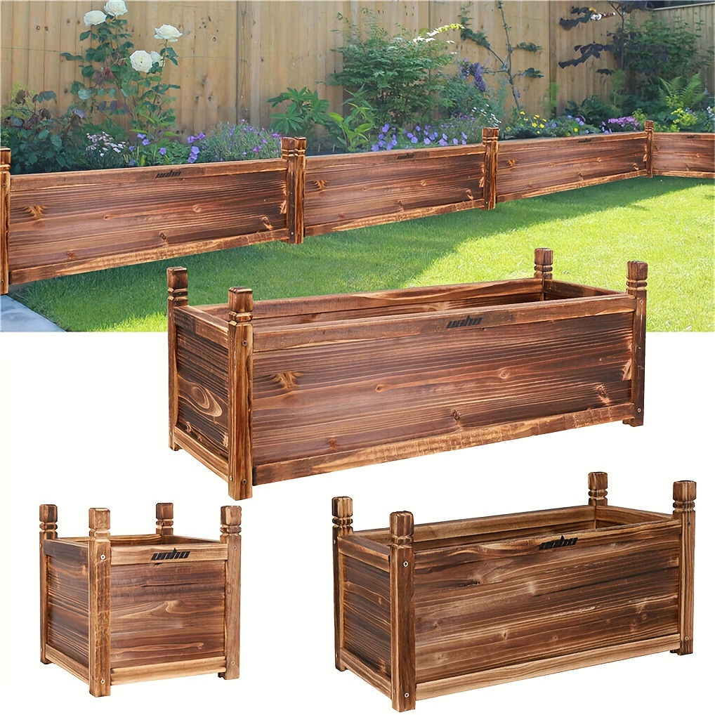 wooden rectangular planter box raised garden yard patio flower vegetable planter bed indoors outdoors