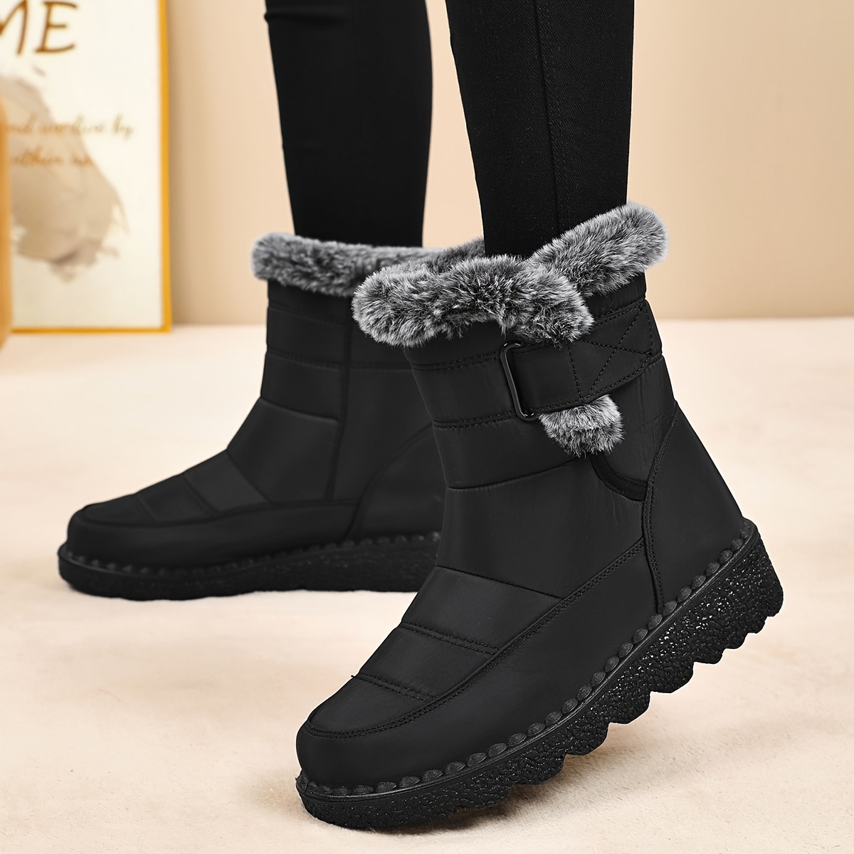 Suitable For All , Women's Plush-lined Winter Snow Boots Feature A Soft, Warm Lining And Are A Fashionable, Trendy Casual Women's Shoe