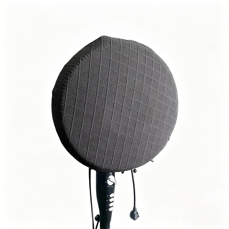 TEMU 1pc Stretchable Full Wrap Round Fan Cover With Rhombus Jacquard Dust Protector - Breathable Washable Suitable For Household Floor Fans, Heaters,
