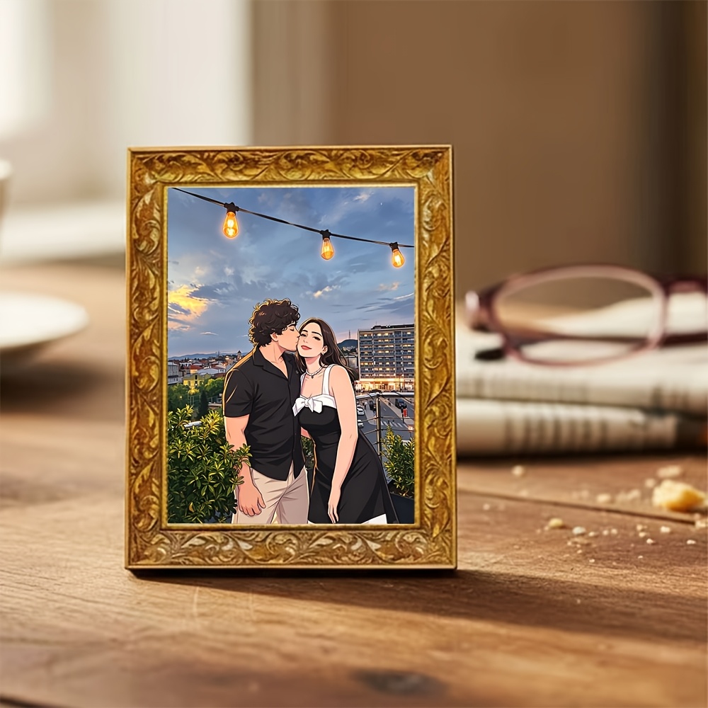 TEMU 1pc Mini Photo Frame Fridge Magnet Suitable For & Office Decor, Customizable With Your Own Photos/pictures, Wood Magnetic Board With Picture