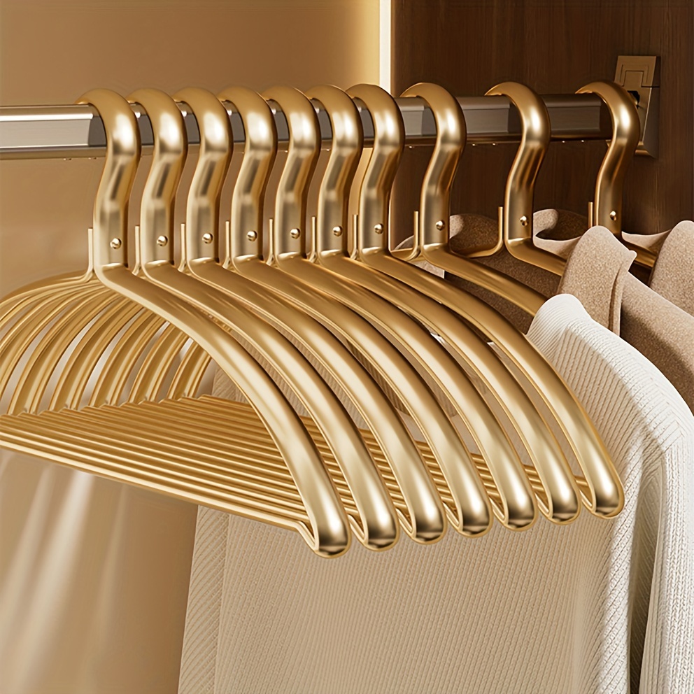 

A Set Of 5/10 Matte Hangers - Smooth And Sturdy Golden Metal Hangers, Ideal For Interior Decoration, Home Decor, Dorms, Schools, Bedrooms, Bathroom Decor, And Bedroom Decor.