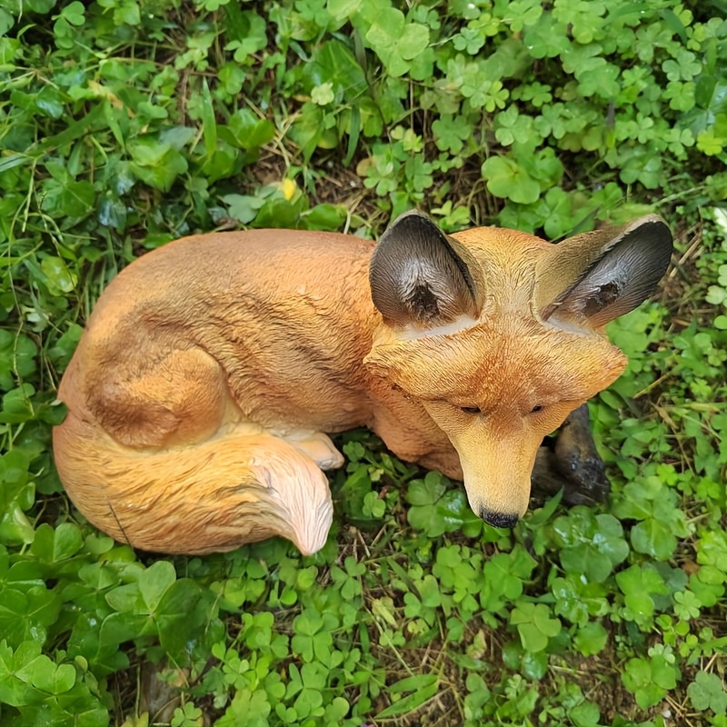 Art Deco Resin Fox Figurine Lying Fox Statue Alphabet Animal Temu